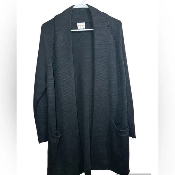 Reiss open black cardigan wool blend size  Large - Picture 1 of 2